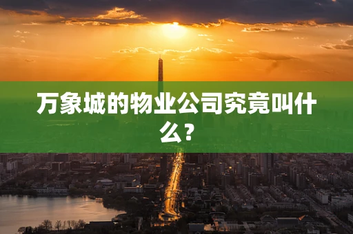 万象城的物业公司究竟叫什么？