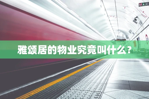 雅颂居的物业究竟叫什么？