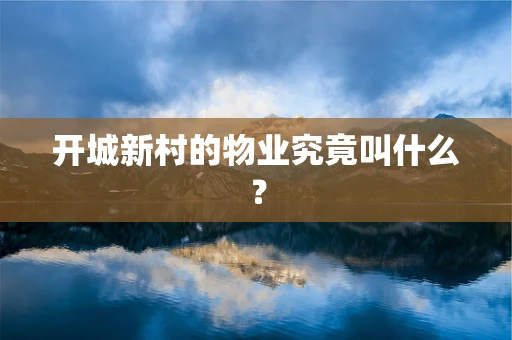 开城新村的物业究竟叫什么？