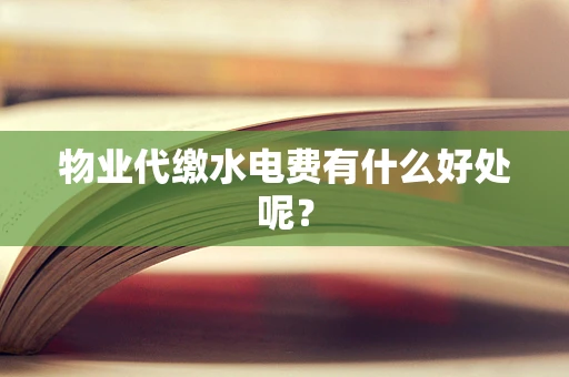 物业代缴水电费有什么好处呢？