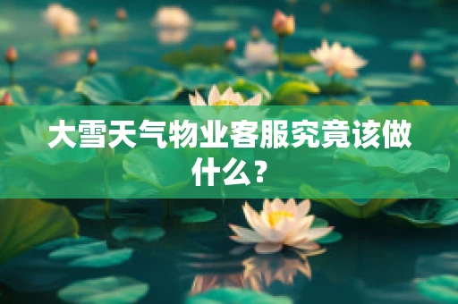 大雪天气物业客服究竟该做什么？